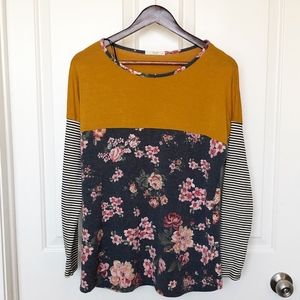 Mixed Media Long Sleeved Tee || Le Lis